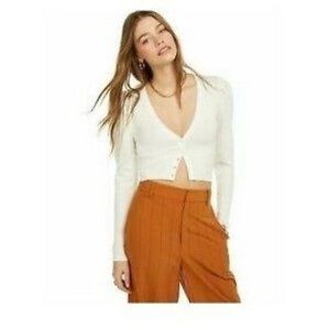 Danielle Bernstein Women's Puff Sleeve Cardigan 101 Cloud Size Large